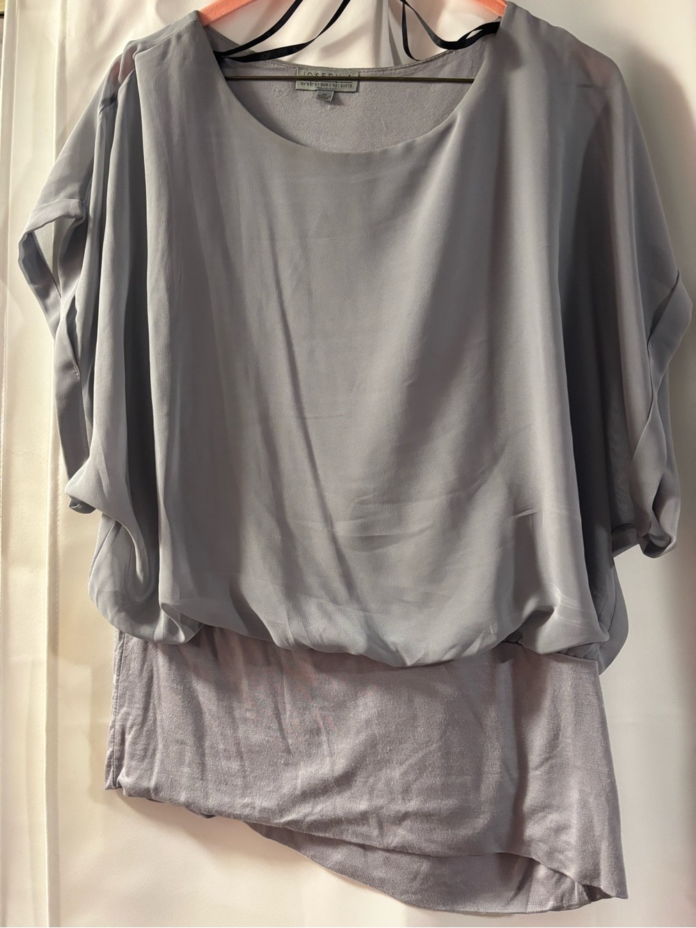 Joseph Light Gray Silky Blouson Top